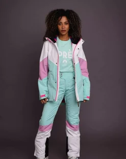 1080 Women'S Ski & Snowboard Jacket - Pastel Pink, White & Pastel Mint