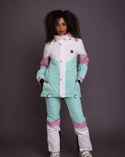 1080 Women'S Ski & Snowboard Jacket - Pastel Pink, White & Pastel Mint