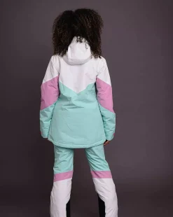 1080 Women'S Ski & Snowboard Jacket - Pastel Pink, White & Pastel Mint