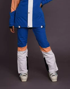 1080 Women'S Ski & Snowboard Pant - Pastel Peach, White & Blue