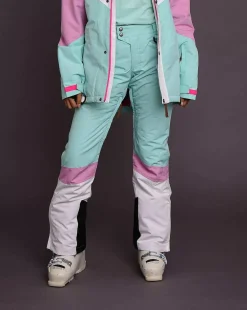 1080 Women'S Ski & Snowboard Pant - Pastel Pink, White & Pastel Mint