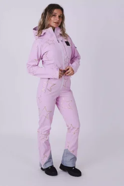 Chic Ski Suit - Pink With Gold Stars