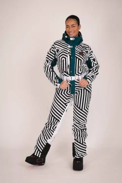 Fall Line Black & White Curved Female Ski Suit