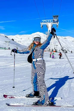 Fall Line Black & White Curved Female Ski Suit