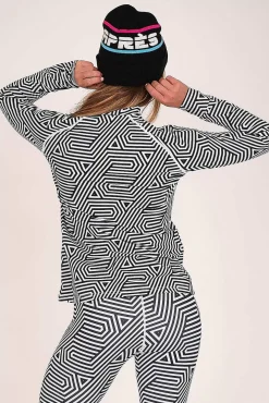 Fall Line Black & White Womens Baselayer Top
