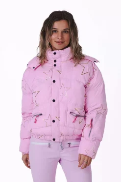 Pink With Stars Chic Puffer Jacket