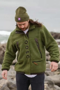 Sherpa Fleece Jacket - Khaki / Black - Men'S