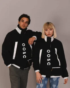 Sherpa Fleece Jacket Black / White - Women'S
