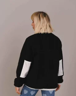 Sherpa Fleece Jacket Black / White - Women'S