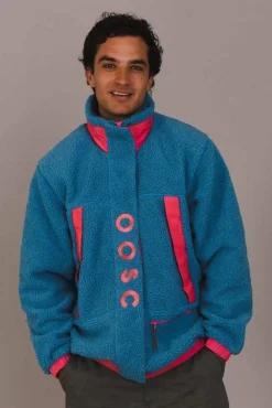 Sherpa Fleece Jacket Blue / Pink - Men'S