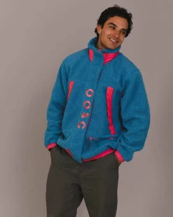 Sherpa Fleece Jacket Blue / Pink - Men'S