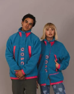 Sherpa Fleece Jacket Blue / Pink - Men'S