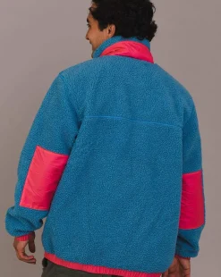 Sherpa Fleece Jacket Blue / Pink - Men'S