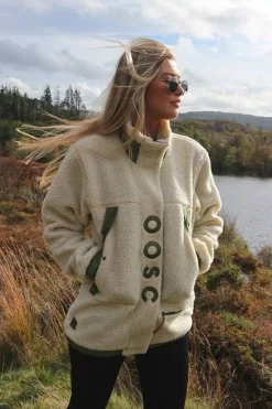 Sherpa Fleece Jacket Cream / Khaki - Women'S
