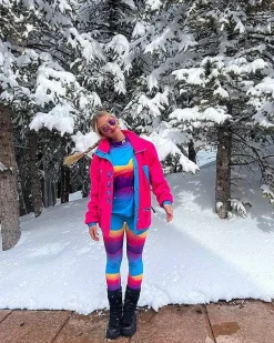 Sherpa Fleece Jacket Pink / Blue - Women'S