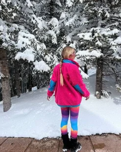 Sherpa Fleece Jacket Pink / Blue - Women'S