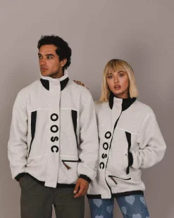Sherpa Fleece Jacket White / Black - Men'S