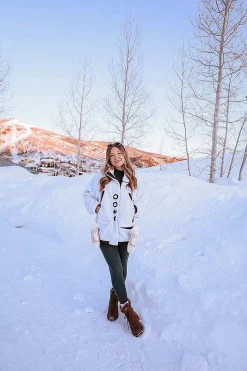 Sherpa Fleece Jacket White / Black - Women'S
