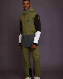 Yeh Man Men'S Ski & Snowboard Jacket - Khaki, Grey, Black