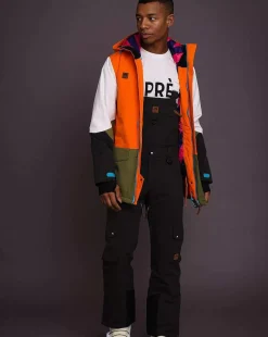 Yeh Man Men'S Ski & Snowboard Jacket - Orange, Khaki & White