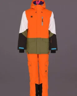 Yeh Man Men'S Ski & Snowboard Jacket - Orange, Khaki & White