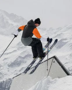 Yeh Man Men'S Ski & Snowboard Jacket - Black, Grey & Orange