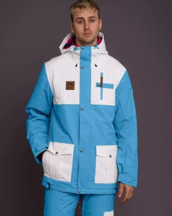 Yeh Man Men'S Ski Snowboard Jacket - Blue & White